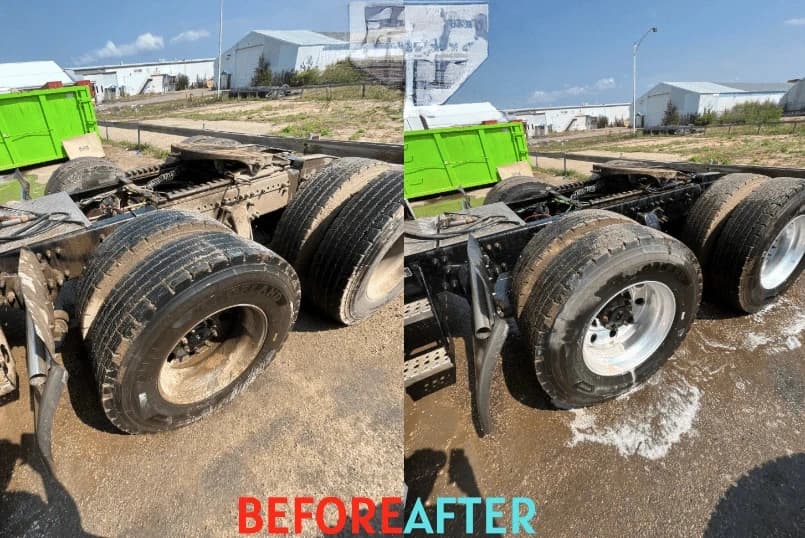 North Royalton Power Washing team cleaning commercial fleet vehicles in North Royalton